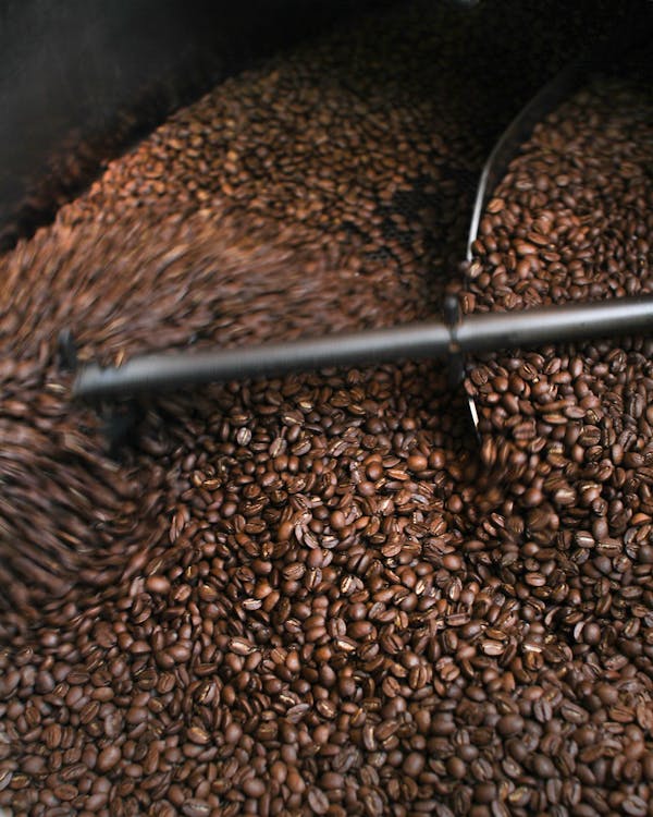 Coffee beans being roasted to perfection